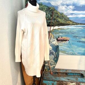 NWT,Italy,(MSRP $188)Sinfully Soft,White Sweater Dress,Gold Standard Clothier,L